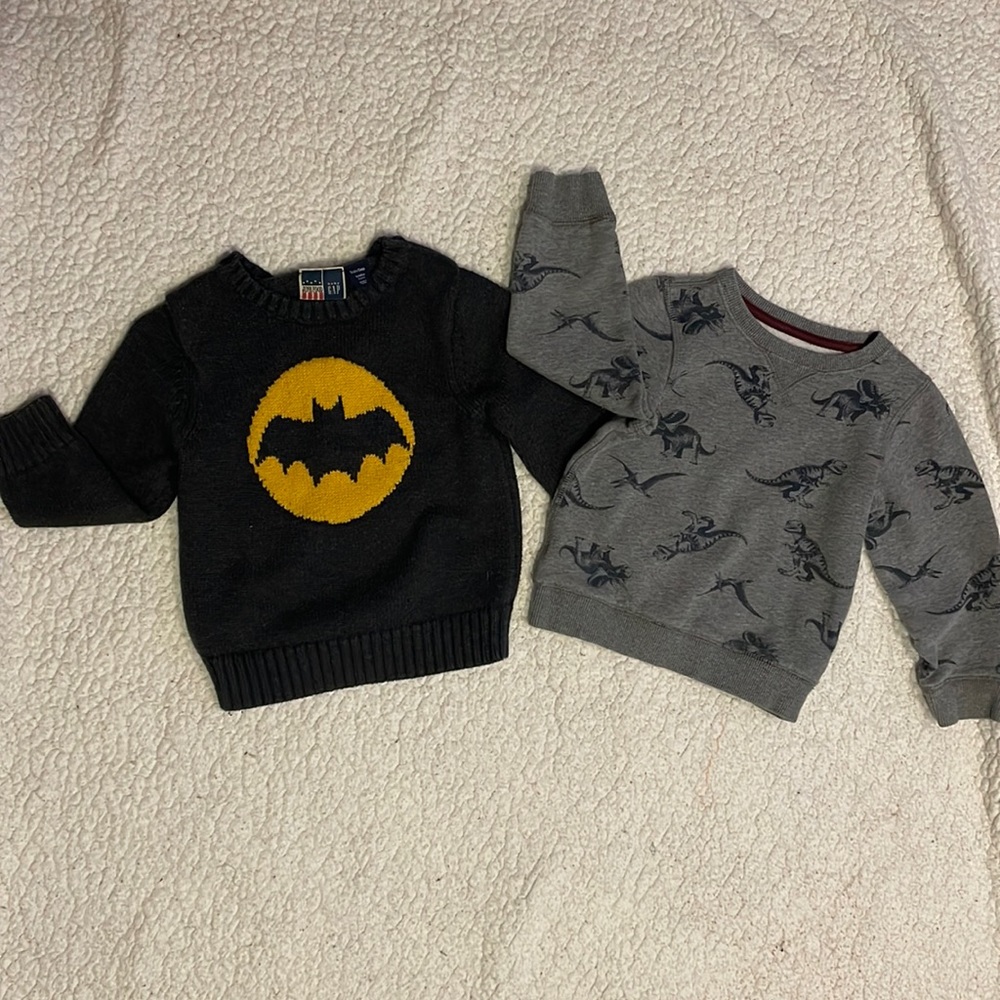 3T Toddler Boys Sweater Bundle (Batman & Dinosaur)